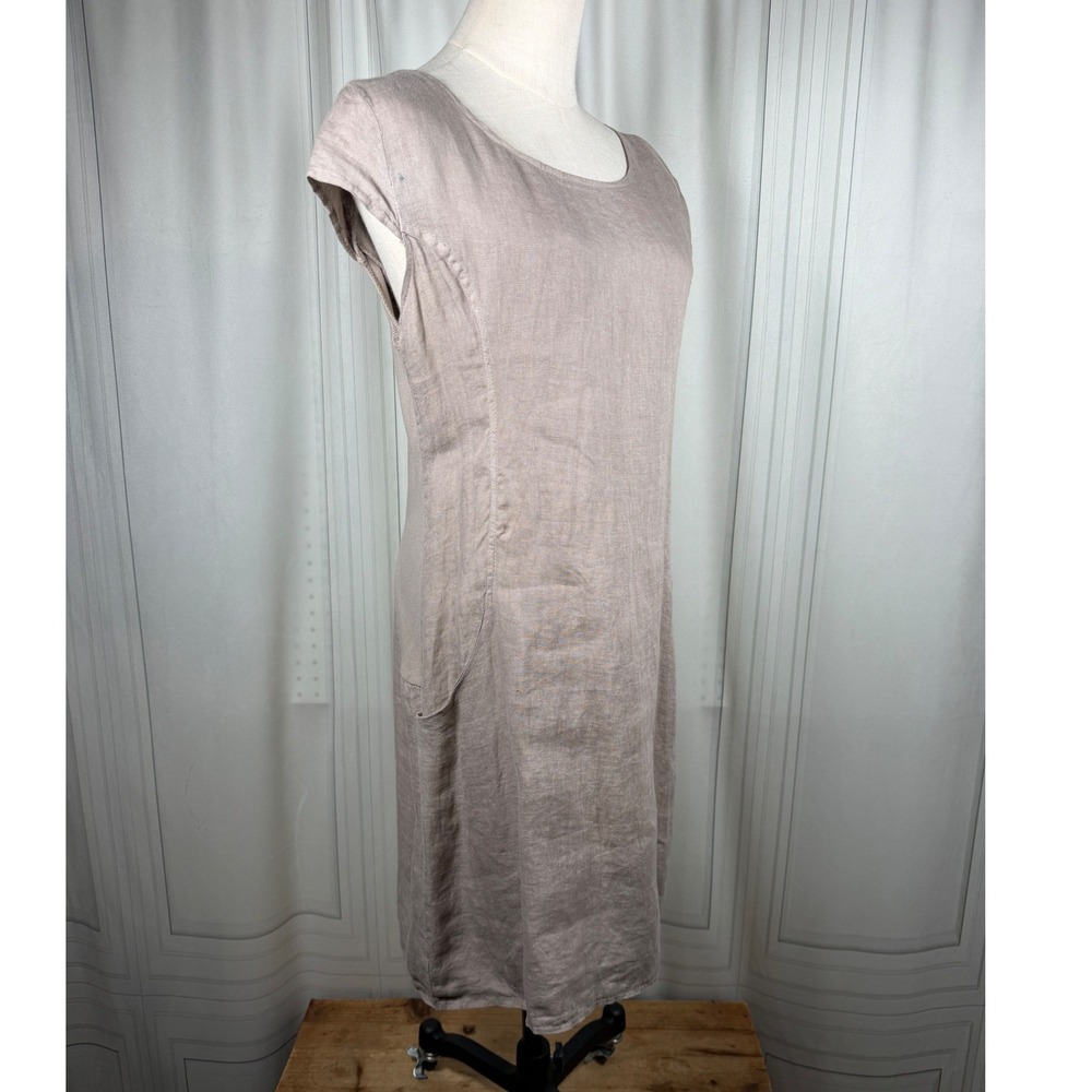 NWT Lungo L'Arno Italy 100% Linen Dress M Fango Taupe